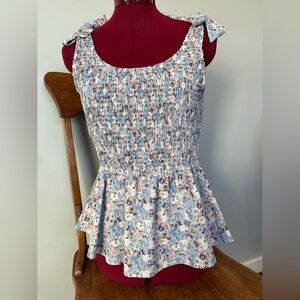 Hayden Blue Floral Smocked Top